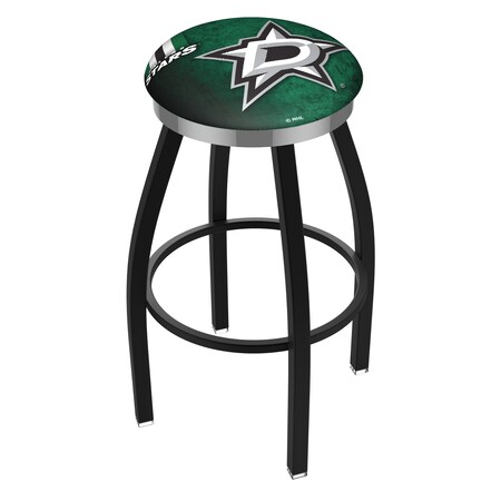 L8B2C Dallas Stars  25 Swivel Counter Stool With A Black Wrinkle And Chrome Finish